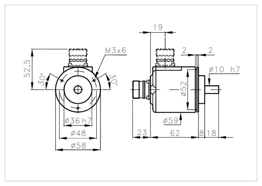 Plànol de dimensions Encoder Absolut Multivolta A/758H