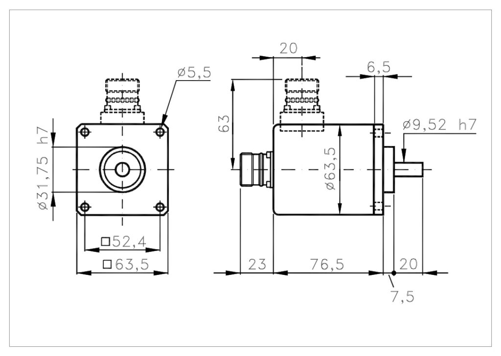 Plànol de dimensions Encoder Absolut Multivolta 763