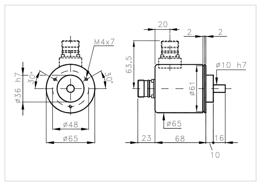 Plànol de dimensions Encoder Absolut Multivolta 765