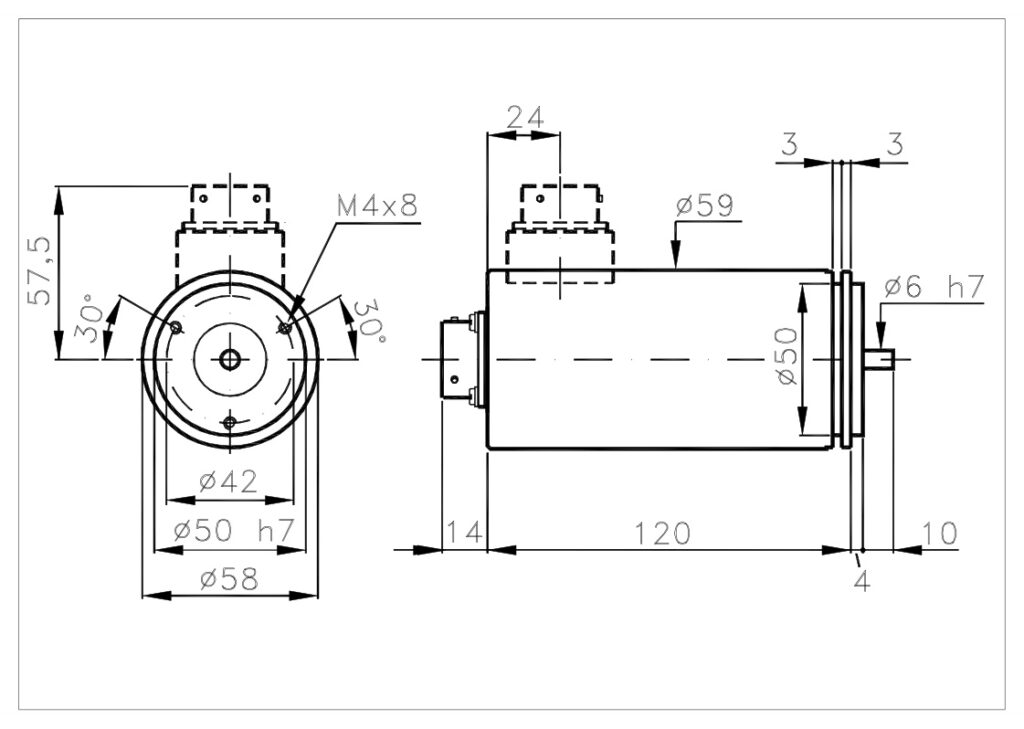 Plànol de dimensions Encoder Absolut Multivolta MM58S
