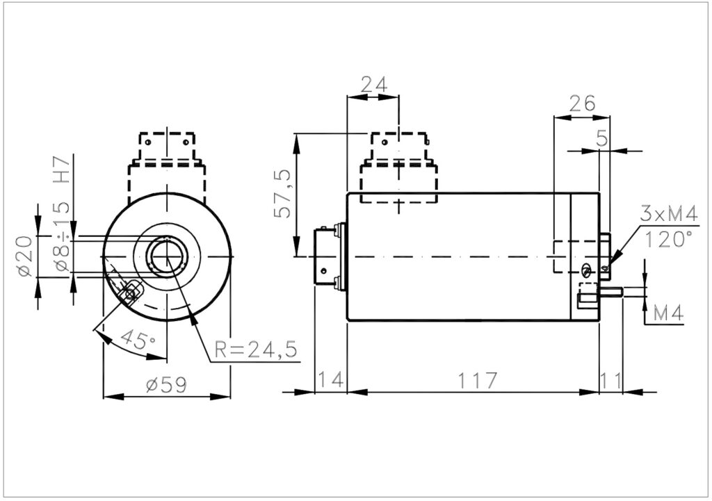 Plano dimensional del encoder absoluto multivuelta ELCIS A/MM59C