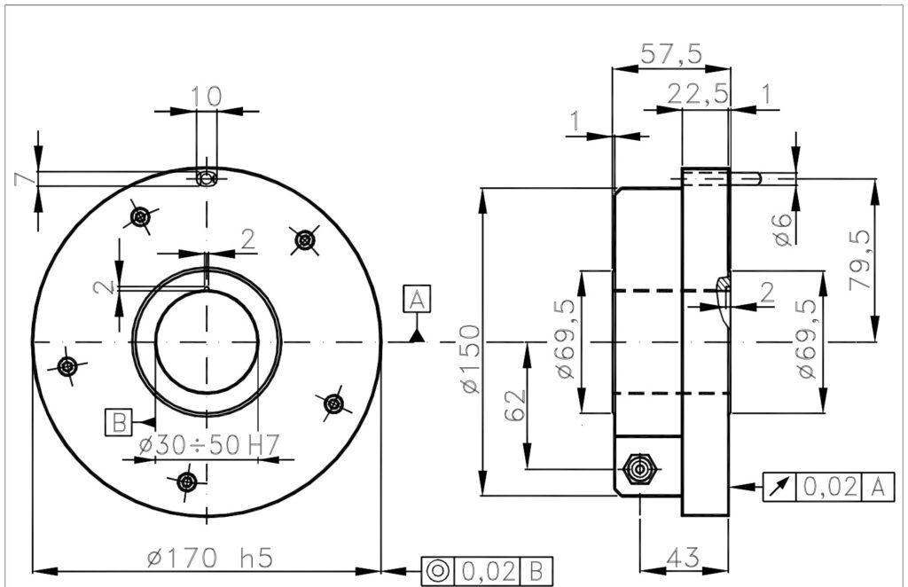 Dimensional drawing of the ELCIS I/170C high-resolution incremental encoder