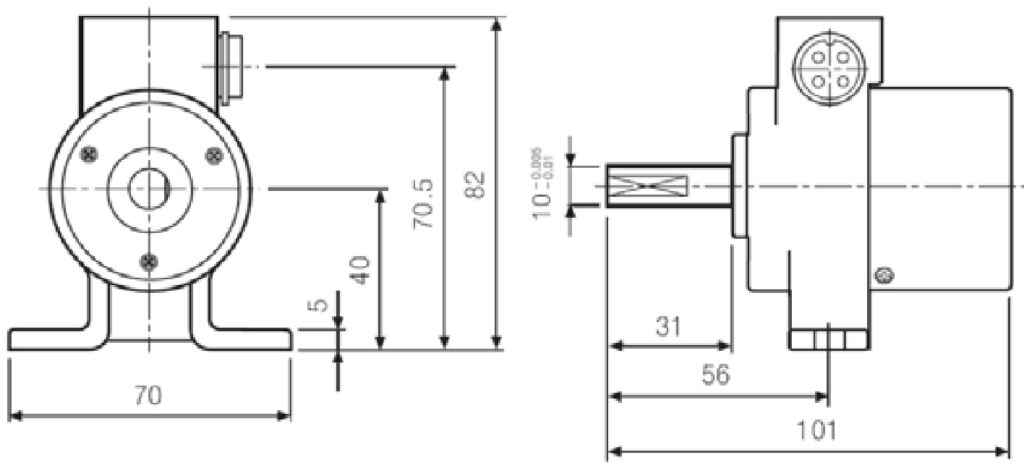 Plànol dimensional de l'encoder incremental robust ELCIS I/50FL