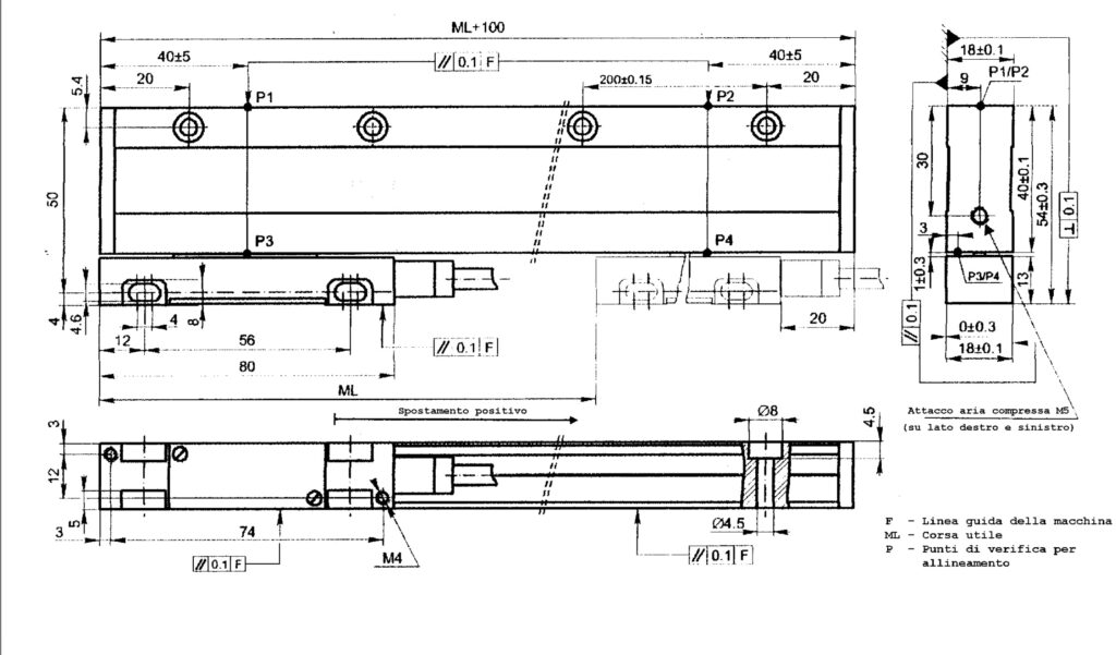 Dimensional drawing of the ELCIS RV1854 incremental optical linear encoder