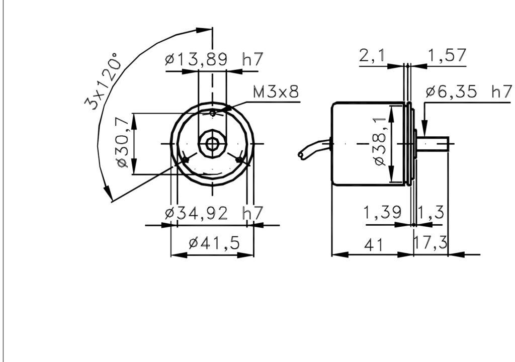 Plànol dimensional de l'encoder magnètic incremental ELCIS M41S