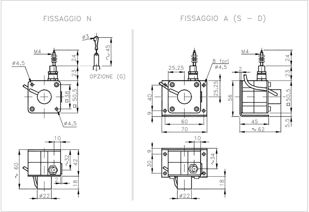 Plano dimensional del transductor lineal por cable ELCIS F5A