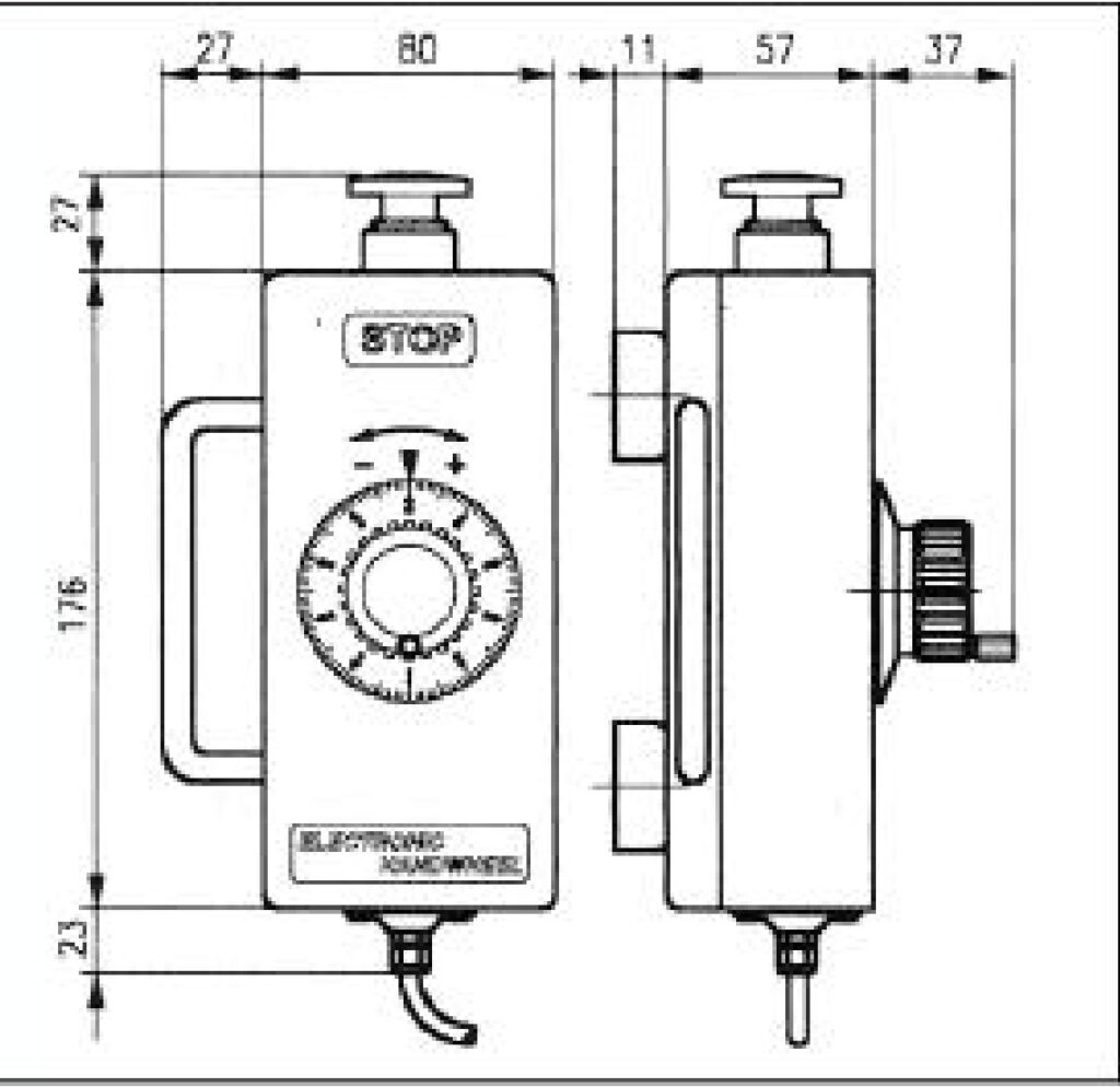 Plano dimensional del volante electrónico portátil ELCIS VP50