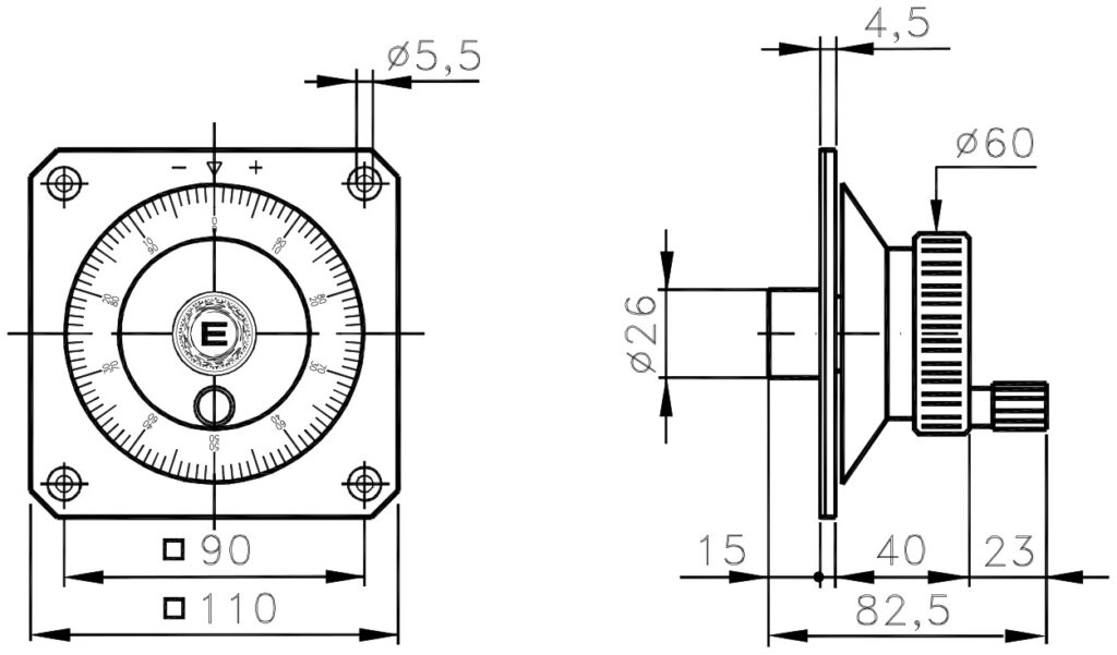 Schéma dimensionnel du volant électronique ELCIS WE110