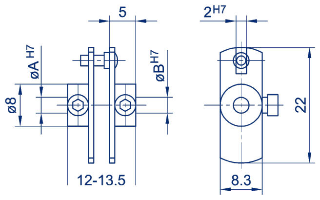Plano dimensional Acoplamientos y accesorios para sensores rotativos Novotechnik
