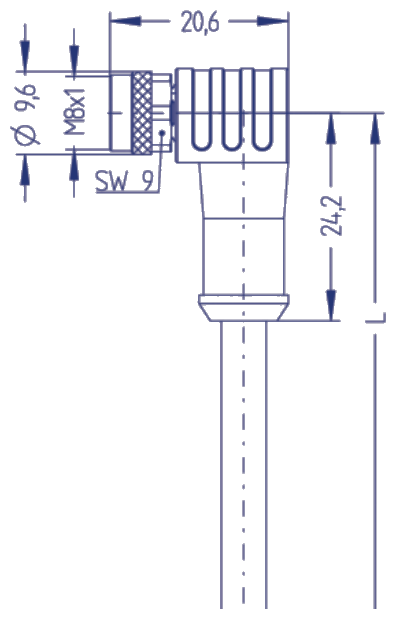 Plano dimensional Conectores y cables M8 Novotechnik