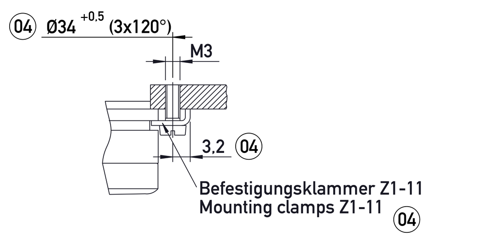 Plano dimensional Potenciómetro rotativo de plástico conductor P-2500 Novotechnik