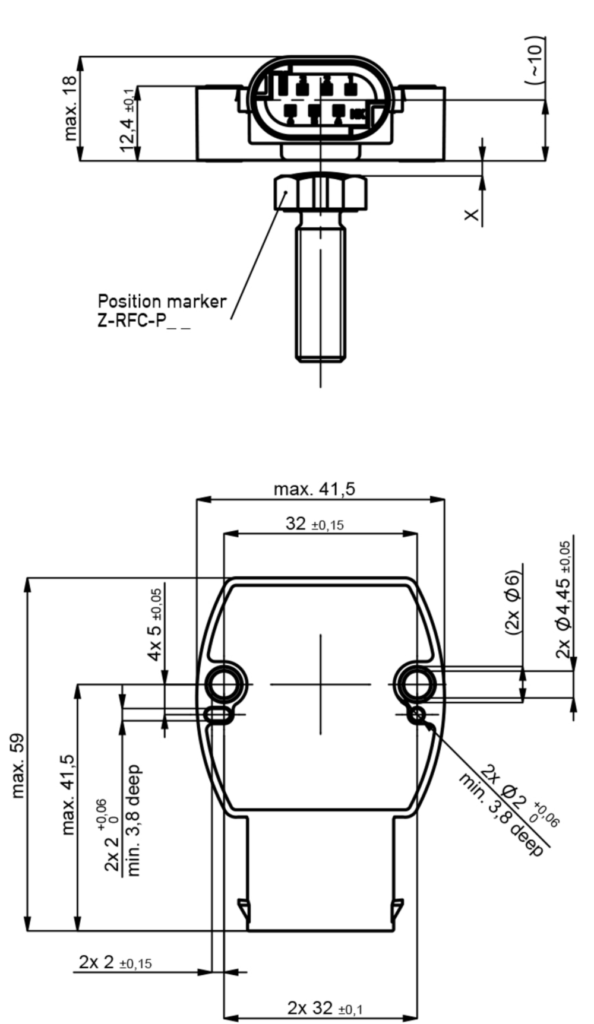 Plano dimensional Sensor de ángulo magnético sin contacto RFE-3200 CANopen Novotechnik