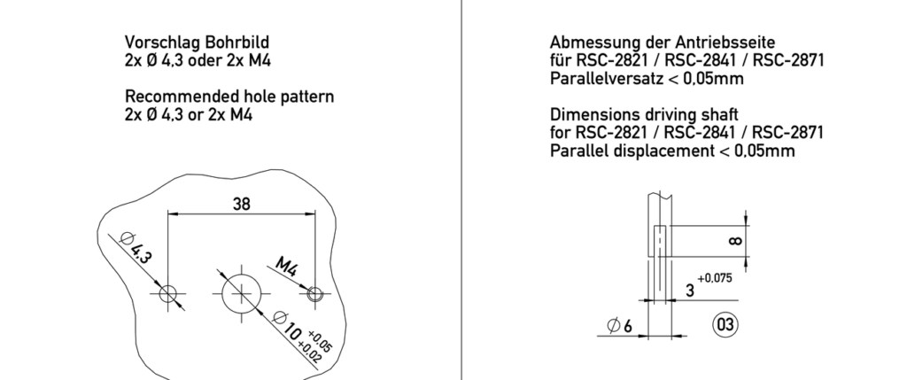 Plano dimensional Sensor de ángulo magnético sin contacto RSC-2800 incremental Novotechnik