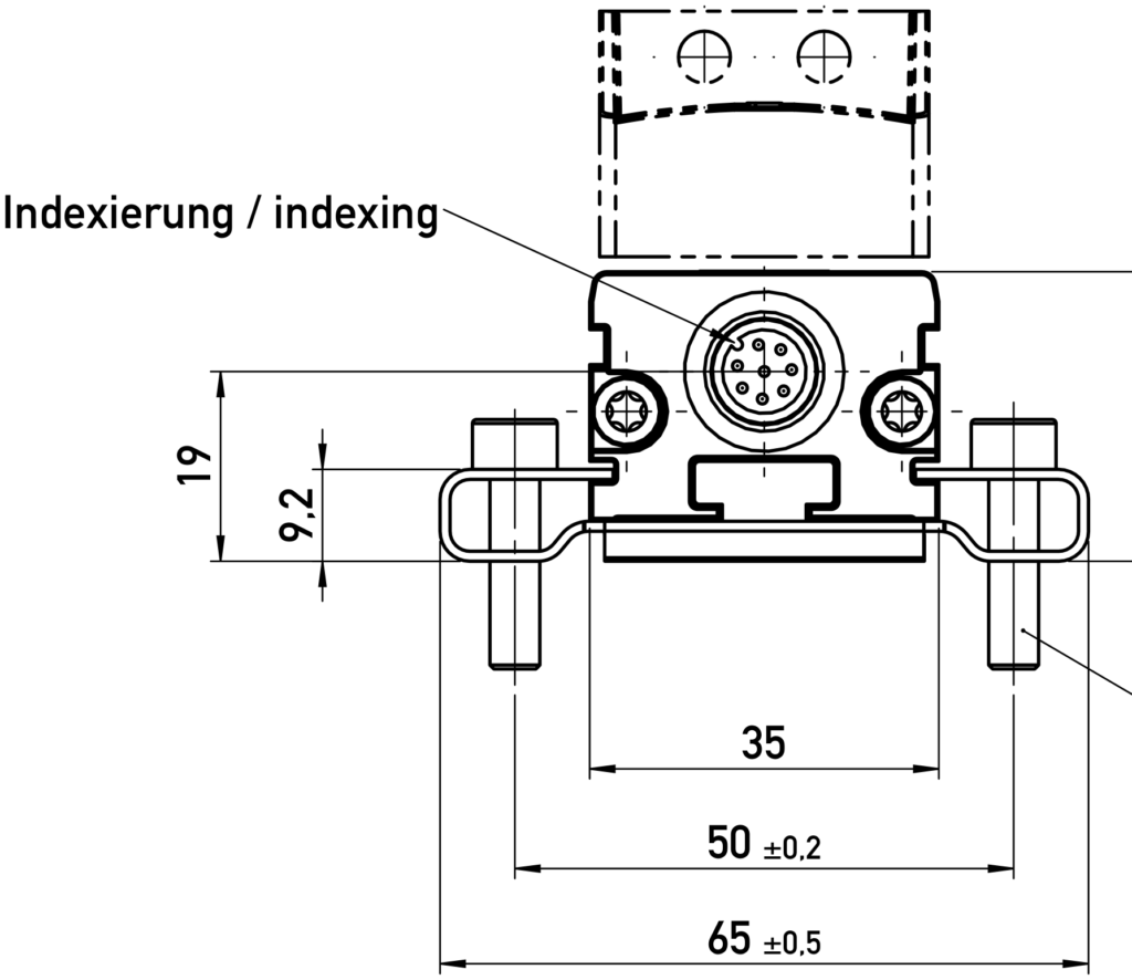 Plano dimensional Transductor inductivo sin contacto con salida TF1 Analog Novotechnik