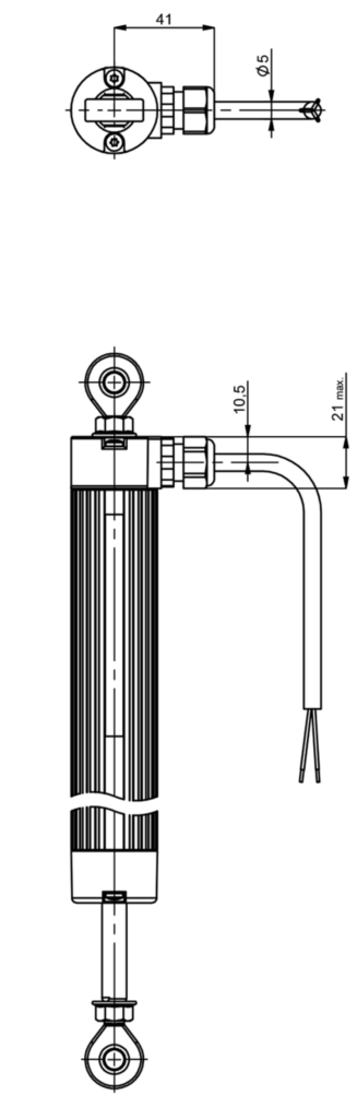 Plano dimensional Transductor potenciométrico de vástago con rótulas LWG Novotechnik
